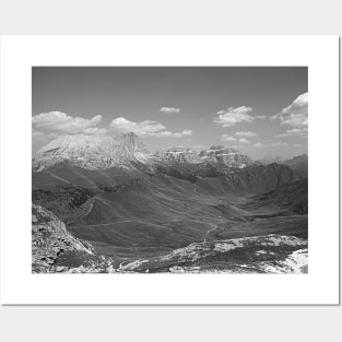 Green Mountain Valley Alpine Landscape bnw Posters and Art